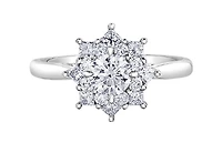 18K White Gold/Palladium Alloy (hypoallergenic) 1.15cttw Round Brilliant Halo Diamond Ring