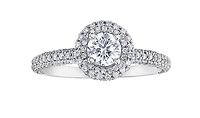 18K White Gold/Palladium Alloy (hypoallergenic) 1.70cttw Round Brilliant Halo Diamond Ring - 4.5