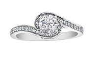 18K White Gold/Palladium Alloy (hypoallergenic) Twist Diamond Ring - Carat Total / Gold 4.5