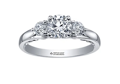 18K White Gold/Palladium Alloy (hypoallergenic) 0.82-1.35cttw Round Brilliant 3 Stone Diamond Ring - / Carat Total