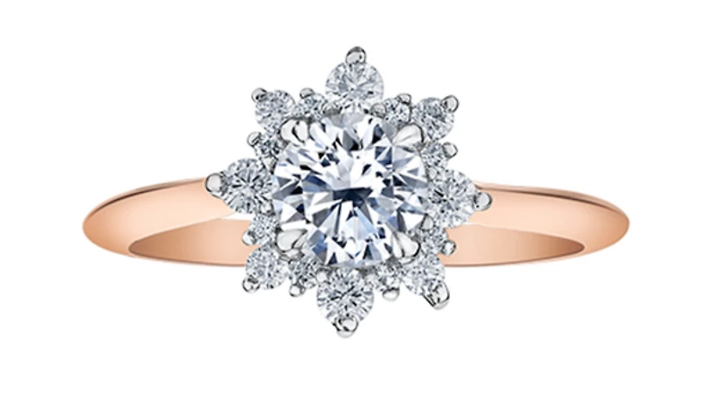 18K Rose Gold/Palladium Alloy (hypoallergenic) 1.02cttw Round Brilliant Halo Style Diamond Ring - White/ Palladium