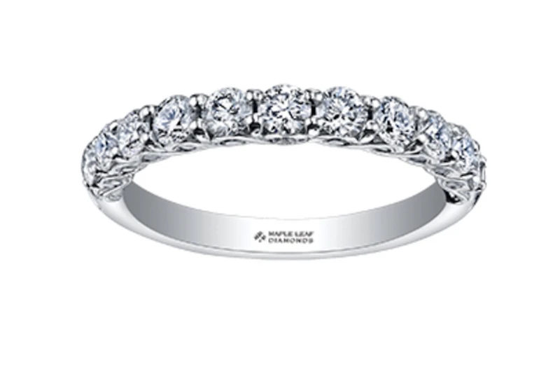 18K White Gold/Palladium Alloy (hypoallergenic) 0.40-1.90cttw Round Brilliant Multi-Stone Diamond Band - / Carat Total