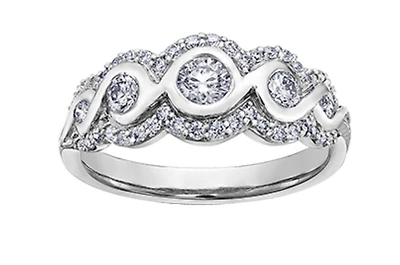 18K White Gold/Palladium Alloy (hypoallergenic) 0.62cttw Round Brilliant Multi-Stone Diamond Band - / 4.5