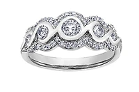 18K White Gold/Palladium Alloy (hypoallergenic) 0.62cttw Round Brilliant Multi-Stone Diamond Band - / 4.5