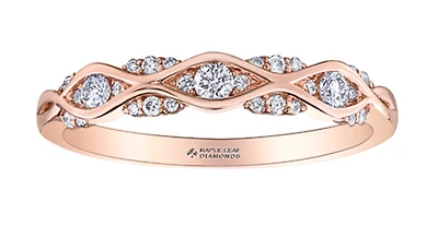 14K Rose Gold 0.22cttw Round Brilliant Multi-Stone Diamond Ring - Gold/Palladium