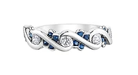 14K White Gold 0.36cttw Diamond & Sapphire Ring, 6.5
