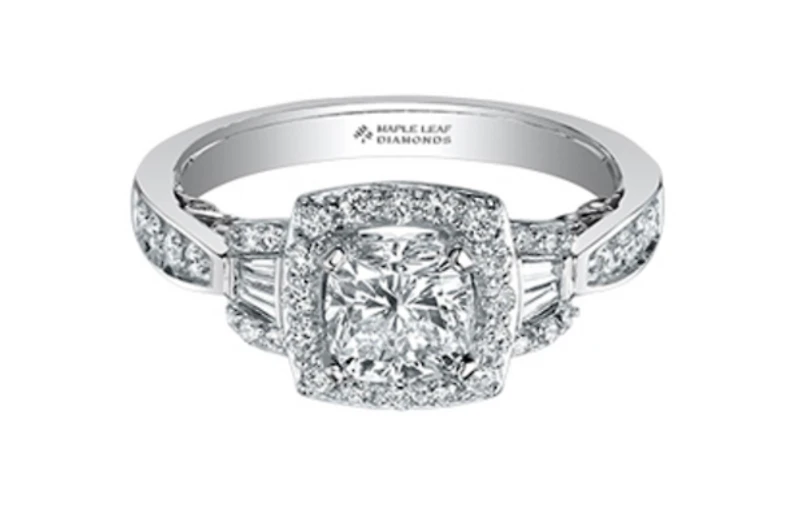 18K White Gold/Palladium Alloy (hypoallergenic) 0.91-1.52cttw Cushion Cut Halo Diamond Ring - / Carat Total