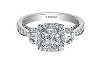 18K White Gold/Palladium Alloy (hypoallergenic) 0.91-1.52cttw Cushion Cut Halo Diamond Ring - / Carat Total