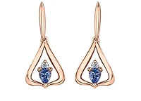 14K Rose Gold 4mmX3mm Pear Shape Tanzanite & 0.04cttw Diamond Earrings