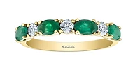 14K Yellow Gold Oval Emerald and 0.24cttw Canadian Diamond Ring, 6.5