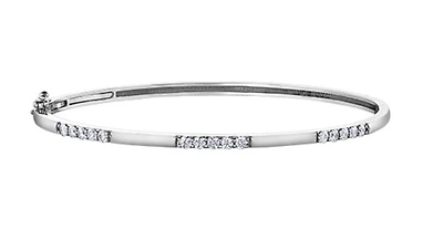 14K White Gold 0.60cttw Canadian Diamond Bangle, 7"