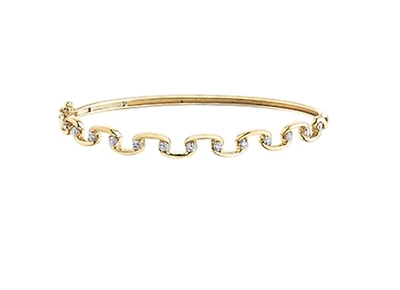 14K Yellow Gold 0.52cttw Canadian Diamond Bangle, 7"