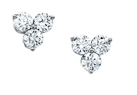 14K White Gold 0.24cttw Canadian Diamond Trio Claw Set Earrings