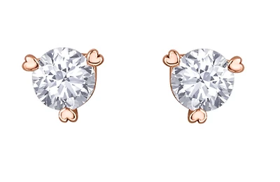 10K Rose Gold 0.25cttw Canadian Diamond Hart Martini Claw Set Earrings - 14K