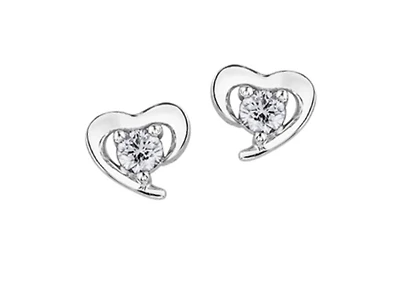 10K White Gold 0.24cttw Canadian Diamond Heart Claw Set Earrings
