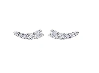 14K White Gold 0.60cttw Canadian Diamond Curve Stud Earrings