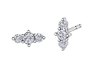 14K White Gold 0.16cttw-0.40cttw Canadian Diamond 3 Stone Earrings - / Carat Total