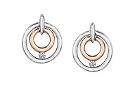 10K White/Rose Gold Canadian Diamond Dangle Earrings 