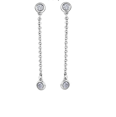 14K White Gold 0.25cttw Canadian Diamond Drop Earrings