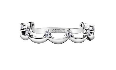 14K White Gold 0.15cttw Scalloped Canadian Diamond Band, 6.5