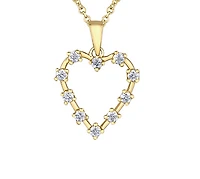 14K Yellow Gold 0.20cttw Round Brilliant Heart Shape Canadian Diamond Necklace