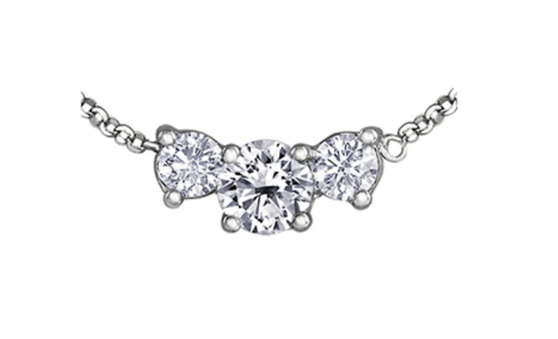 14K White Gold 0.40cttw Round Brilliant 3 Stone Canadian Diamond Necklace