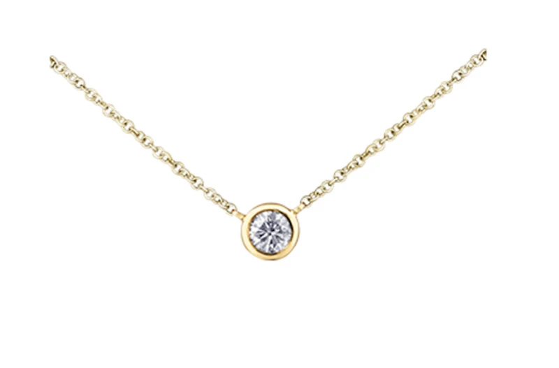 14K White Gold 0.38cttw Canadian Diamond Bezel Set Necklace