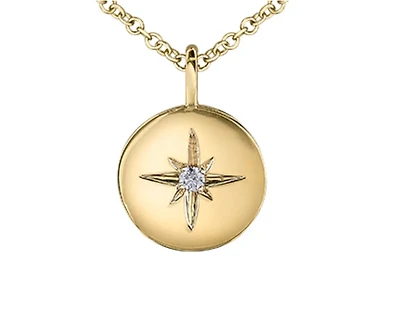 10K Yellow Gold 0.02cttw Round Brilliant Canadian Diamond Necklace
