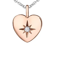 10K Rose Gold 0.02cttw Round Brilliant Canadian Diamond Heart Necklace