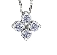 14K White Gold 0.20-0.32cttw Round Brilliant Canadian Diamond 4 Stone Necklace - 10K / Carat Total