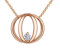 14K Rose Gold 0.14cttw Round Brilliant Canadian Diamond Cage Necklace