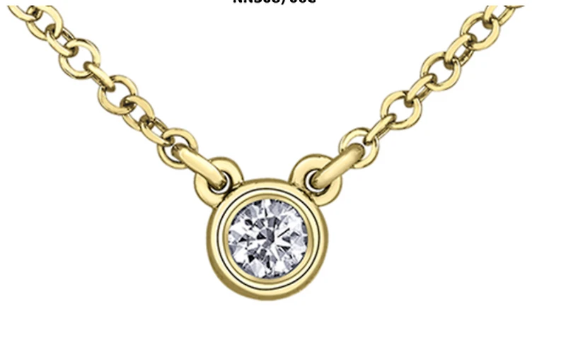 14K Yellow Gold 0.04-0.23cttw Round Brilliant Canadian Diamond Bezel Set Necklace - / Carat Total