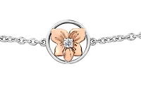 14K White & Rose Gold 0.04cttw Yukon Fireweed Provincial Flower Diamond Bracelet