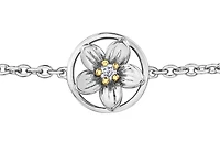 14K White & Yellow Gold 0.04cttw New Brunswick Purple Violet Provincial Flower Diamond Bracelet