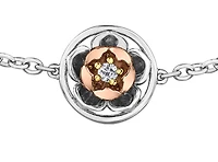 14K White & Rose Gold 0.04cttw Nunavut Purple Saxifrage Provincial Flower Diamond Bracelet