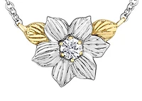 14K White & Yellow Gold 0.11cttw British Columbia Provincial Flower Diamond Necklace