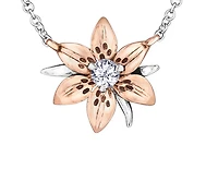 14K Rose & White Gold 0.12cttw Saskatchewan Provincial Flower Diamond Necklace