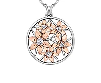 14K White & Rose Gold 0.27cttw Saskatchewan Provincial Flower Diamond Necklace