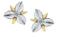 14K White and Yellow Gold 0.12cttw Ontario Provincial Flower Diamond Stud Earrings
