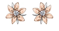 14K Rose and White Gold 0.13cttw Saskatchewan Provincial Flower Diamond Stud Earrings