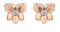 14K Rose & White Gold 0.12cttw Yukon Provincial Flower Diamond Stud Earrings