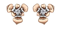 14K Rose & White Gold 0.15cttw Quebec Provincial Flower Diamond Stud Earrings