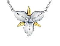14K White & Yellow Gold 0.14cttw Ontario Provincial Flower Diamond Necklace