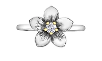 14K White & Yellow Gold 0.12cttw New Brunswick Provincial Flower Diamond Ring, size 6.5