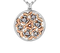 14K Rose & White Gold 0.28cttw Quebec Provincial Flower Diamond Necklace
