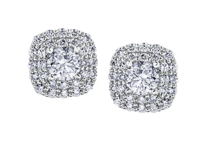 18K White Gold & Palladium Alloy (hypoallergenic) 1.00cttw Canadian Diamond Stud Earrings