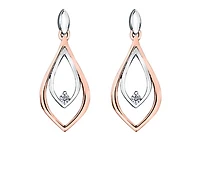 14K White & Rose Gold 0.04cttw Canadian Diamond Drop Earrings 