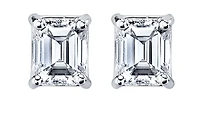 14K White Gold & Palladium Alloy (hypoallergenic) 1.00cttw Canadian Emerald Cut Diamond Stud Earrings