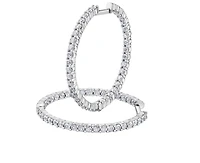 14K White Gold & Palladium Alloy (hypoallergenic) 2.00-4.00cttw Canadian Diamond Hoop Earrings - / Carat Total