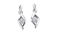 14K White Gold 0.18cttw Canadian Diamond Channel Set Earrings